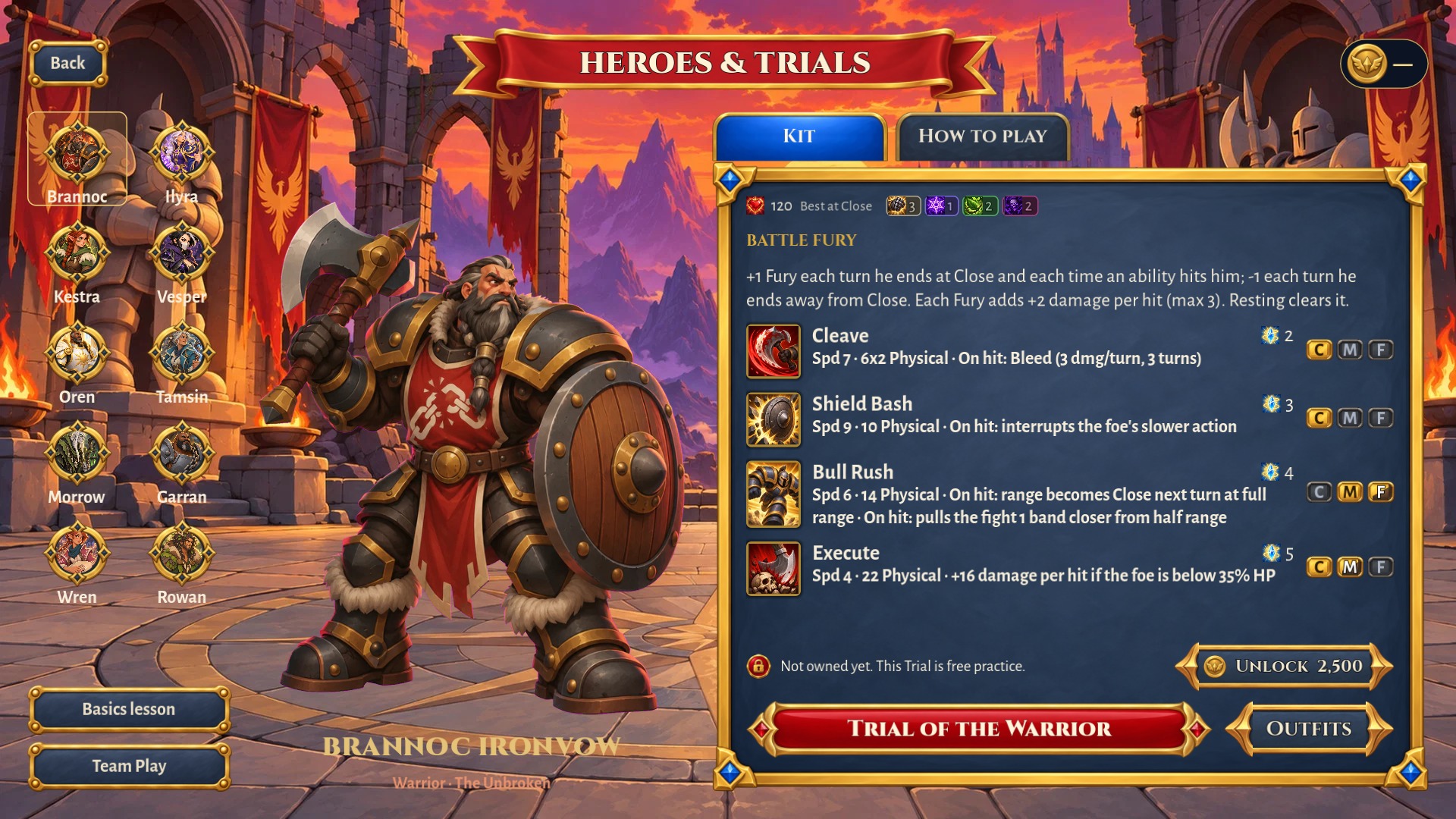 Brannoc and his ability kit in Heroes and Trials